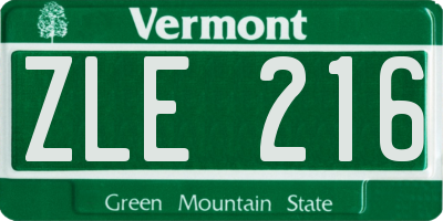 VT license plate ZLE216