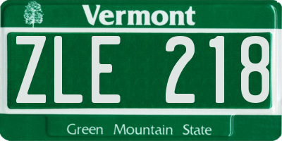 VT license plate ZLE218