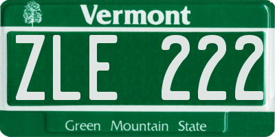 VT license plate ZLE222