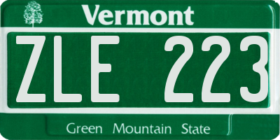 VT license plate ZLE223