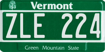 VT license plate ZLE224