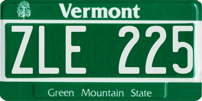 VT license plate ZLE225