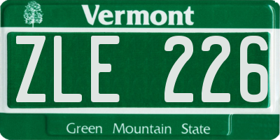 VT license plate ZLE226