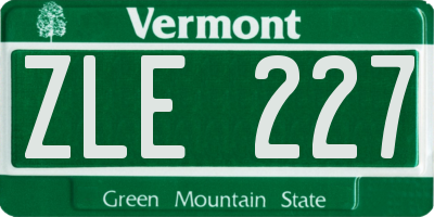 VT license plate ZLE227