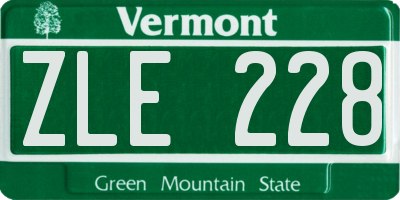 VT license plate ZLE228