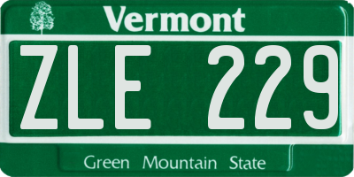 VT license plate ZLE229