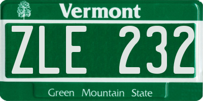 VT license plate ZLE232