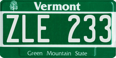 VT license plate ZLE233