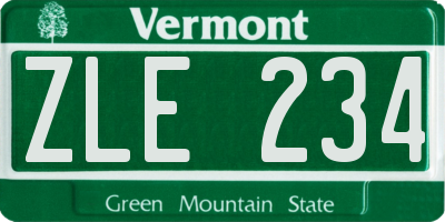 VT license plate ZLE234