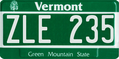 VT license plate ZLE235