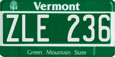 VT license plate ZLE236