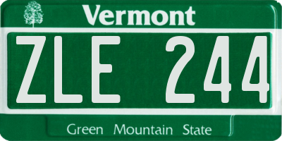 VT license plate ZLE244
