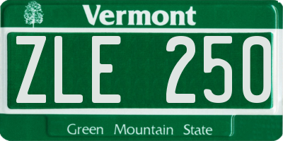 VT license plate ZLE250