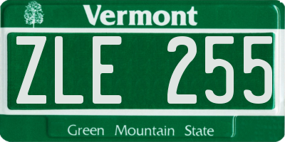 VT license plate ZLE255