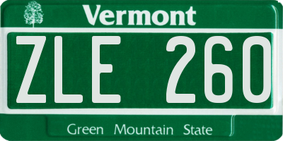 VT license plate ZLE260