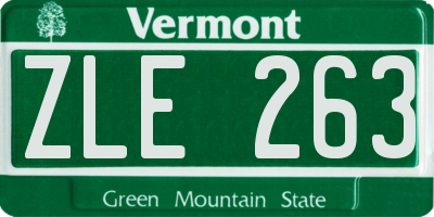 VT license plate ZLE263