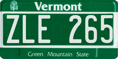 VT license plate ZLE265