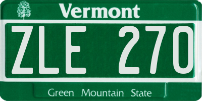 VT license plate ZLE270