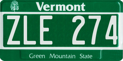 VT license plate ZLE274