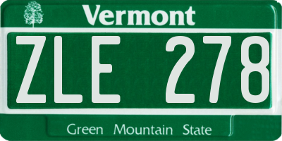 VT license plate ZLE278