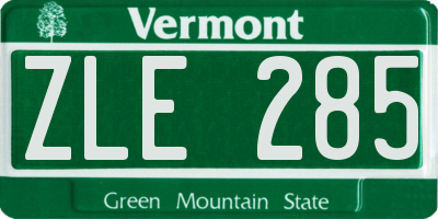 VT license plate ZLE285