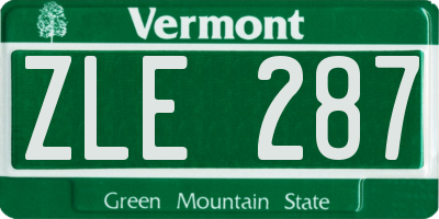 VT license plate ZLE287