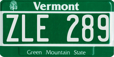 VT license plate ZLE289