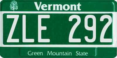 VT license plate ZLE292
