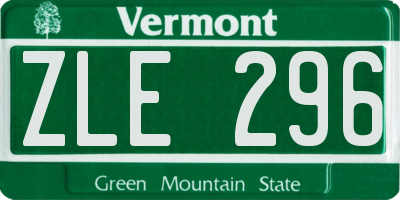 VT license plate ZLE296