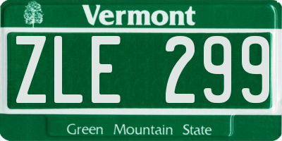 VT license plate ZLE299