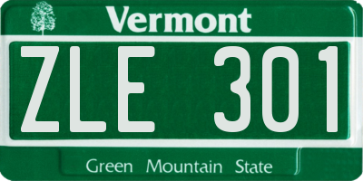 VT license plate ZLE301