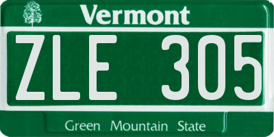 VT license plate ZLE305