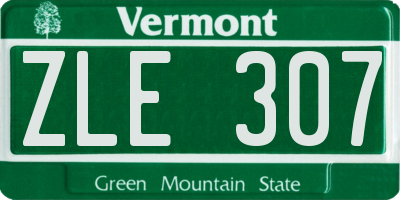VT license plate ZLE307