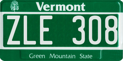 VT license plate ZLE308