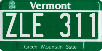VT license plate ZLE311