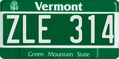 VT license plate ZLE314