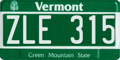 VT license plate ZLE315