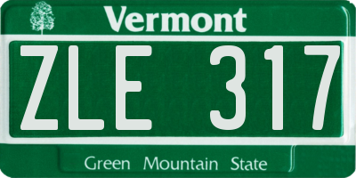 VT license plate ZLE317