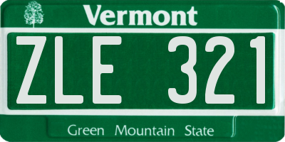 VT license plate ZLE321