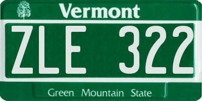 VT license plate ZLE322