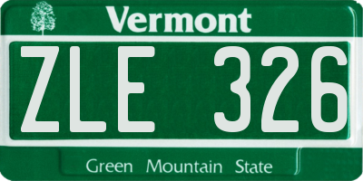 VT license plate ZLE326
