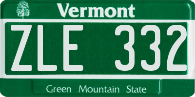 VT license plate ZLE332