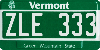 VT license plate ZLE333