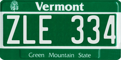 VT license plate ZLE334