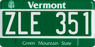 VT license plate ZLE351