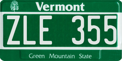 VT license plate ZLE355