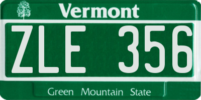 VT license plate ZLE356
