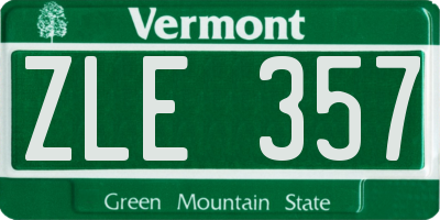 VT license plate ZLE357