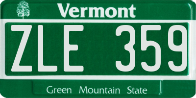 VT license plate ZLE359