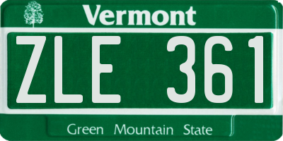 VT license plate ZLE361